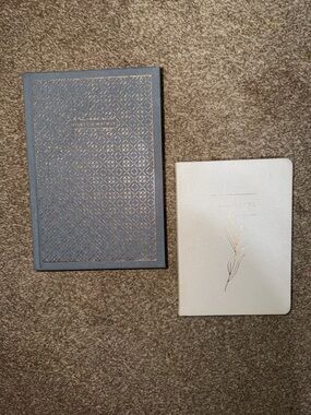 Elegant Blue & Cream Journals with Gold Accents - Home Office Notebooks
